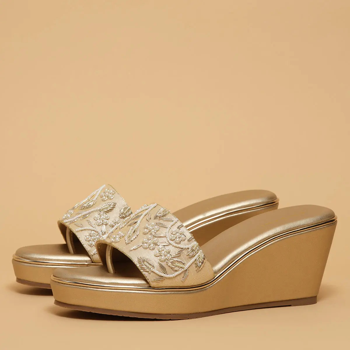 Aadhya Embroidered Wedges Mahek Footwear