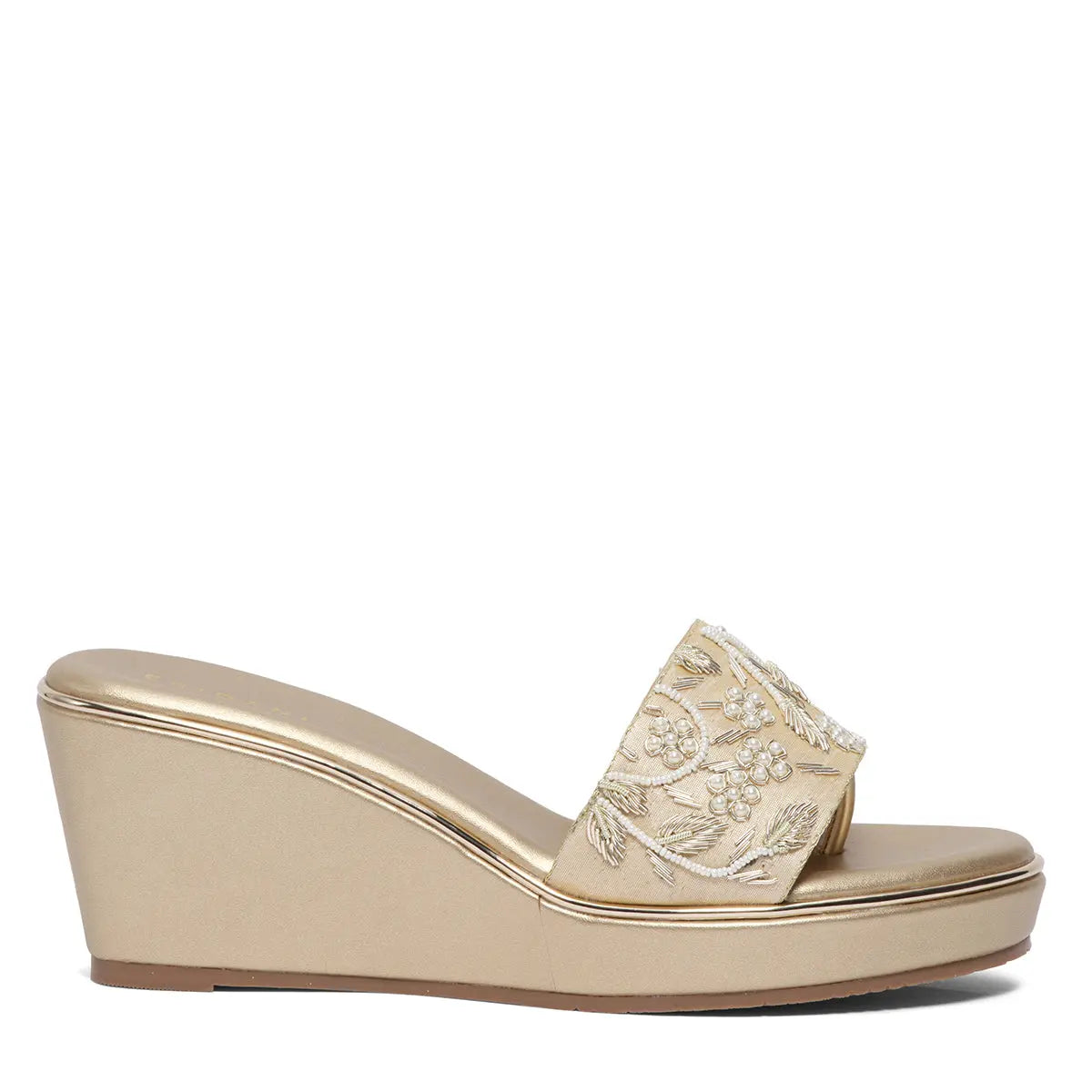 Aadhya Embroidered Wedges Mahek Footwear