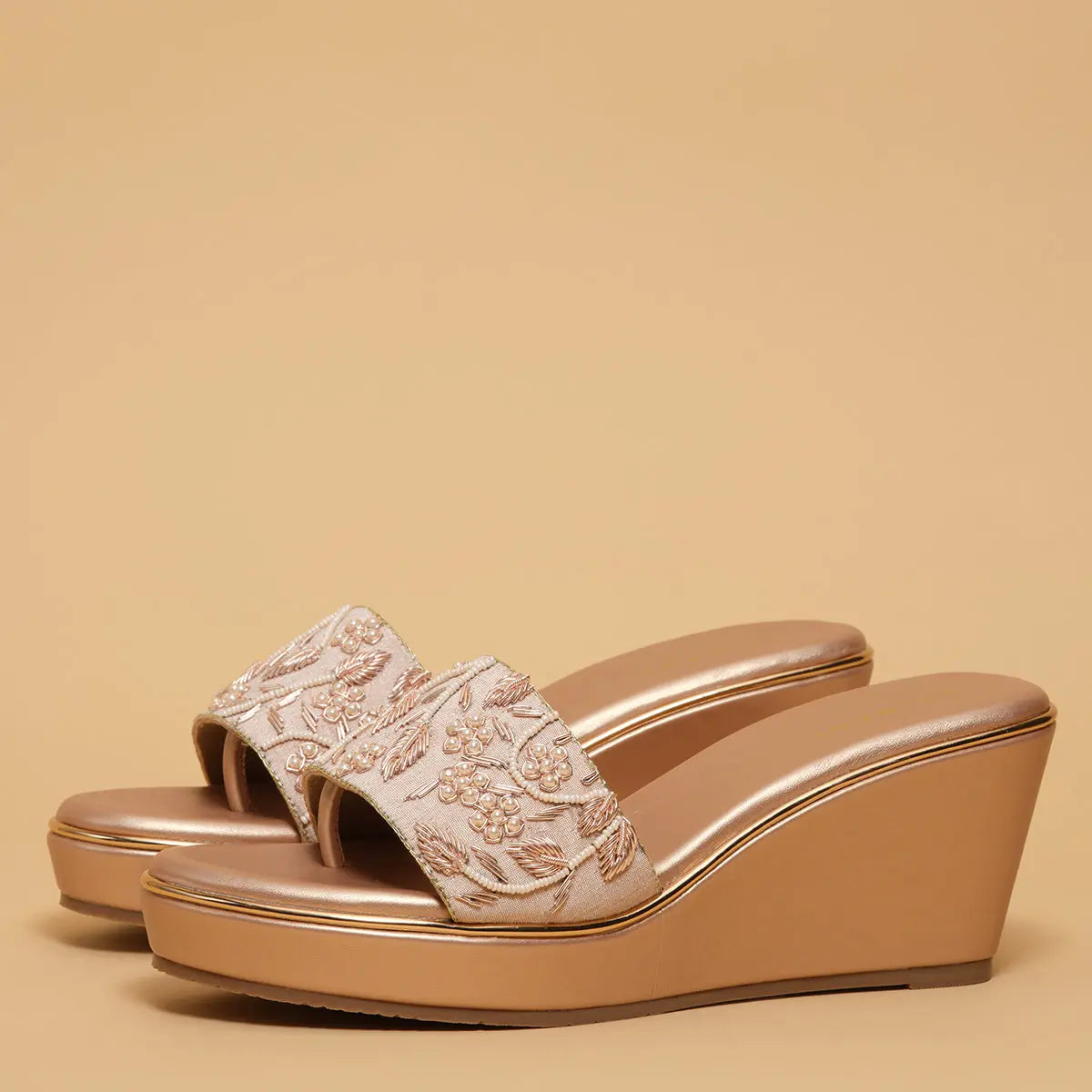 Aadhya Embroidered Wedges Mahek Footwear