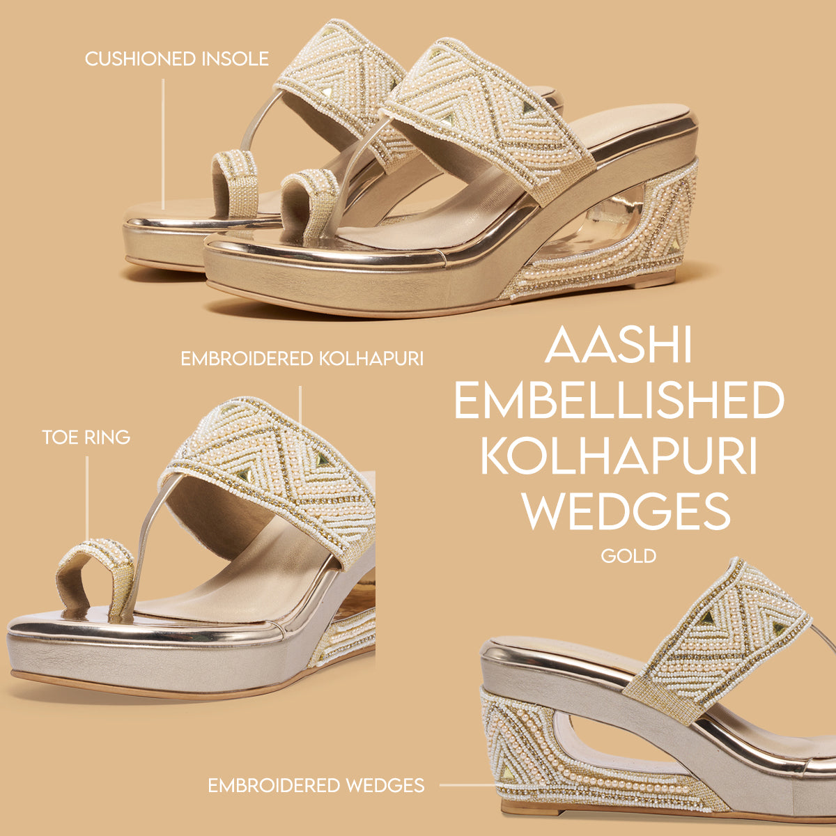 Aashi Embellished Kolhapuri Wedges Come Eridani
