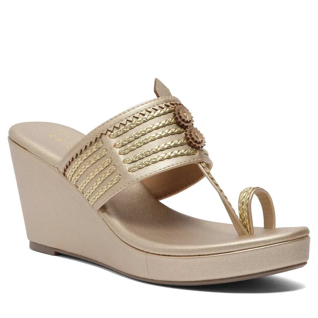 Ahraya Kolhapuri Wedges Macro Footwear