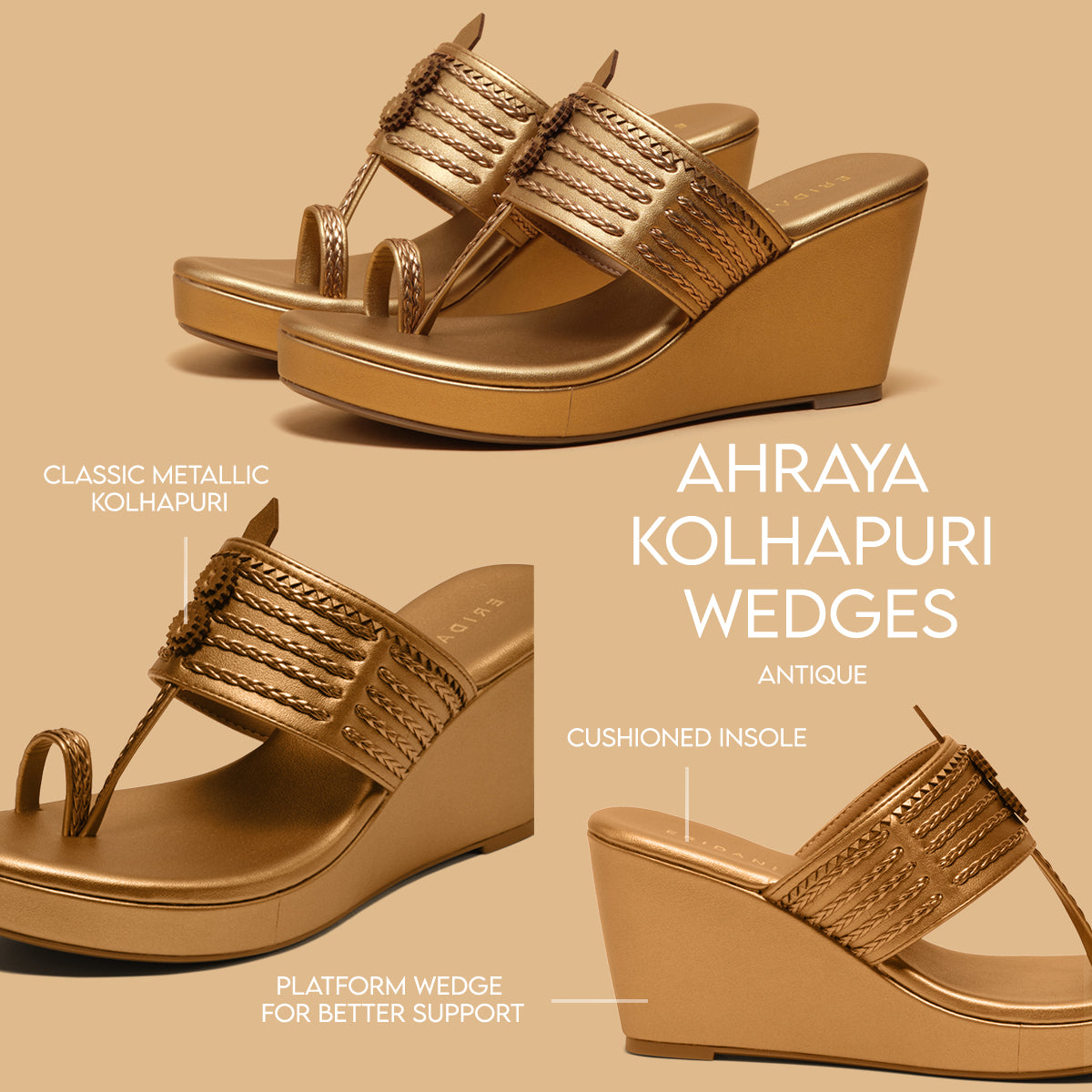 Ahraya Kolhapuri Wedges Macro Footwear Eridani