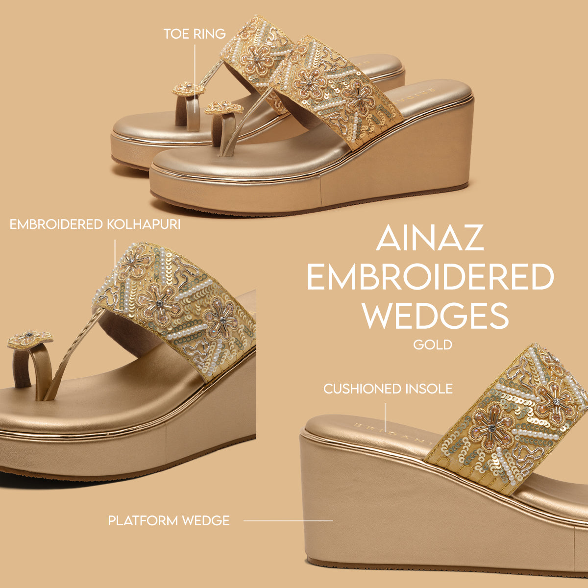 Ainaz Embroidered Wedges Sapphire Eridani