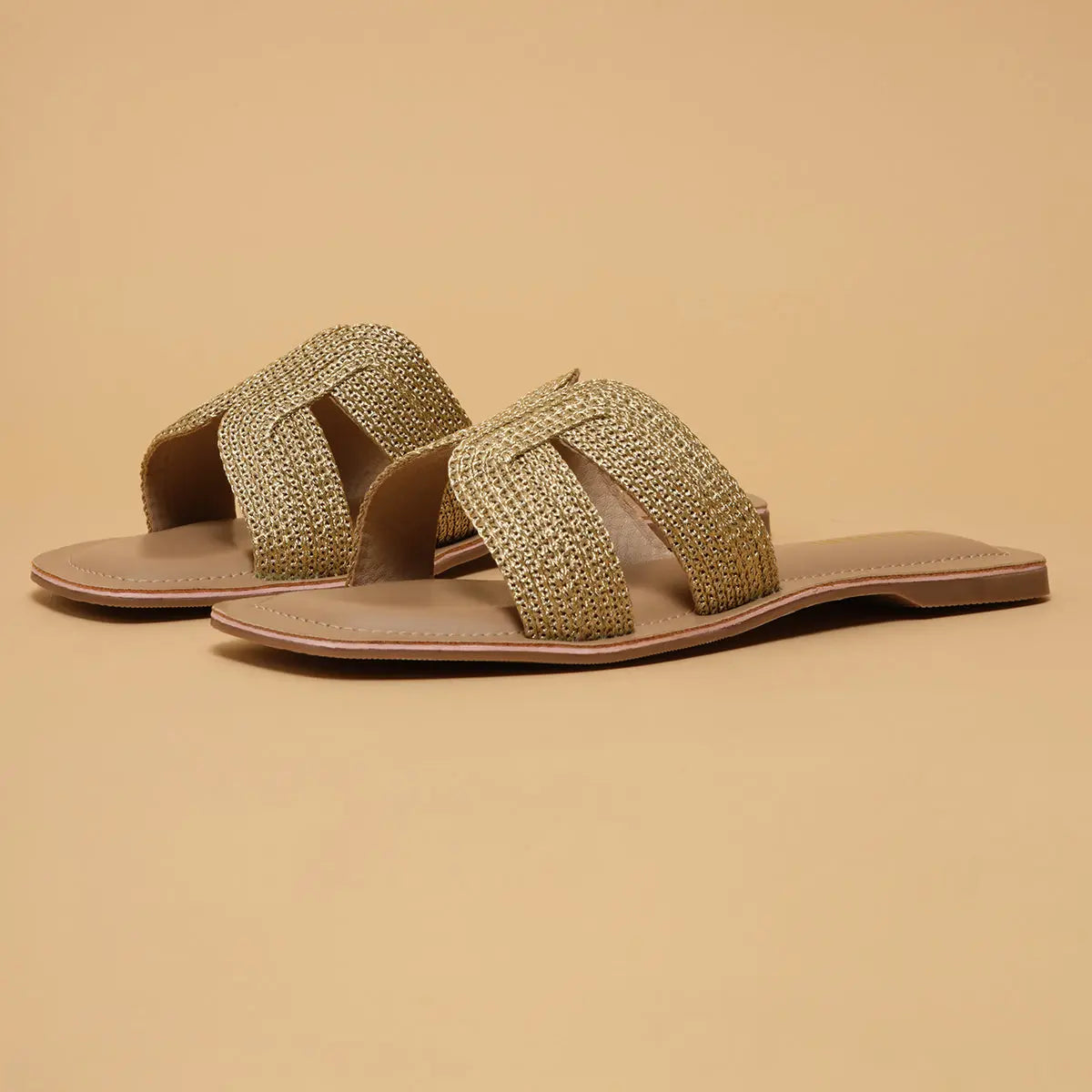 Aisha Metallic Flats Ahmad Arts