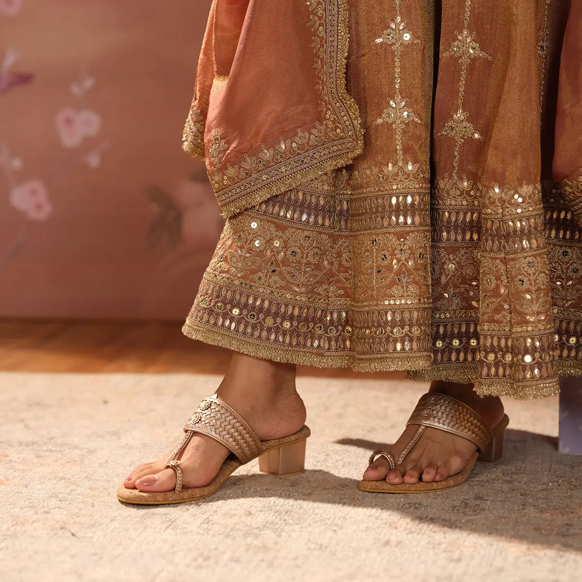 Arzu Metallic Kolhapuri Heels Akil