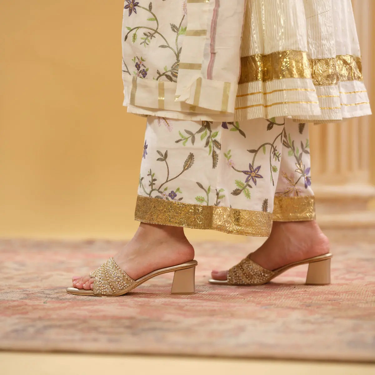 Atrani Embroidered Heels Mahek Footwear
