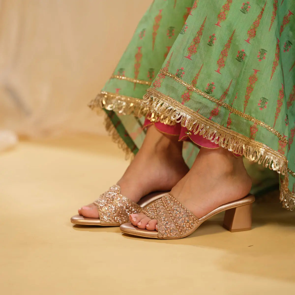 Atrani Embroidered Heels Mahek Footwear