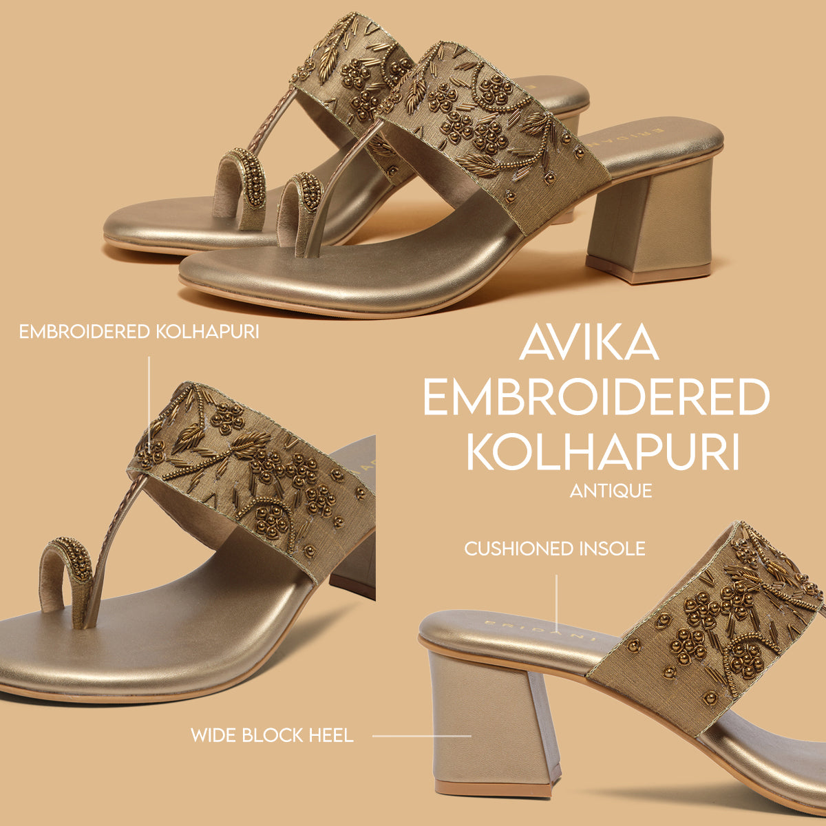 Avika Embroidered Kolhapuri Mahek Footwear Eridani