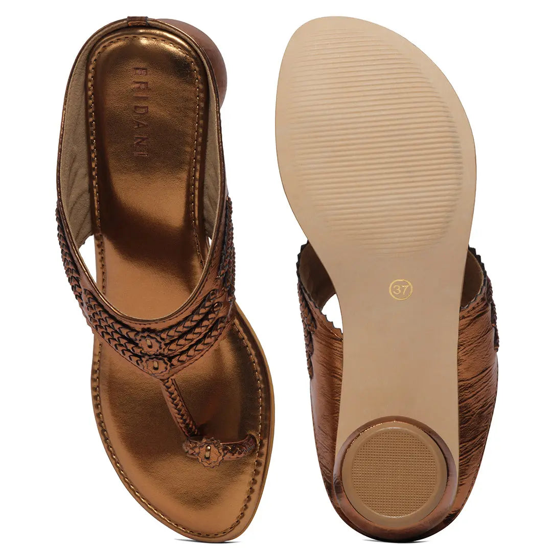 Avya Metallic Kolhapuri Heels Akil Eridani