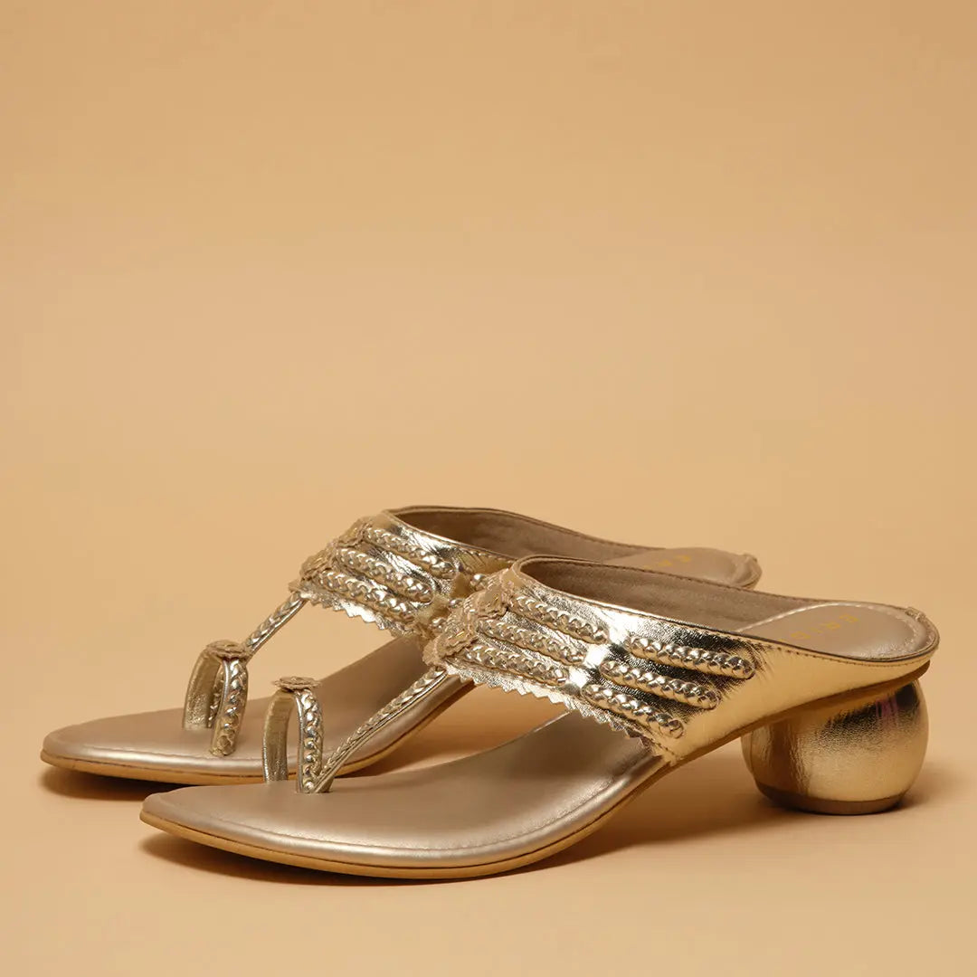 Avya Metallic Kolhapuri Heels Akil Eridani
