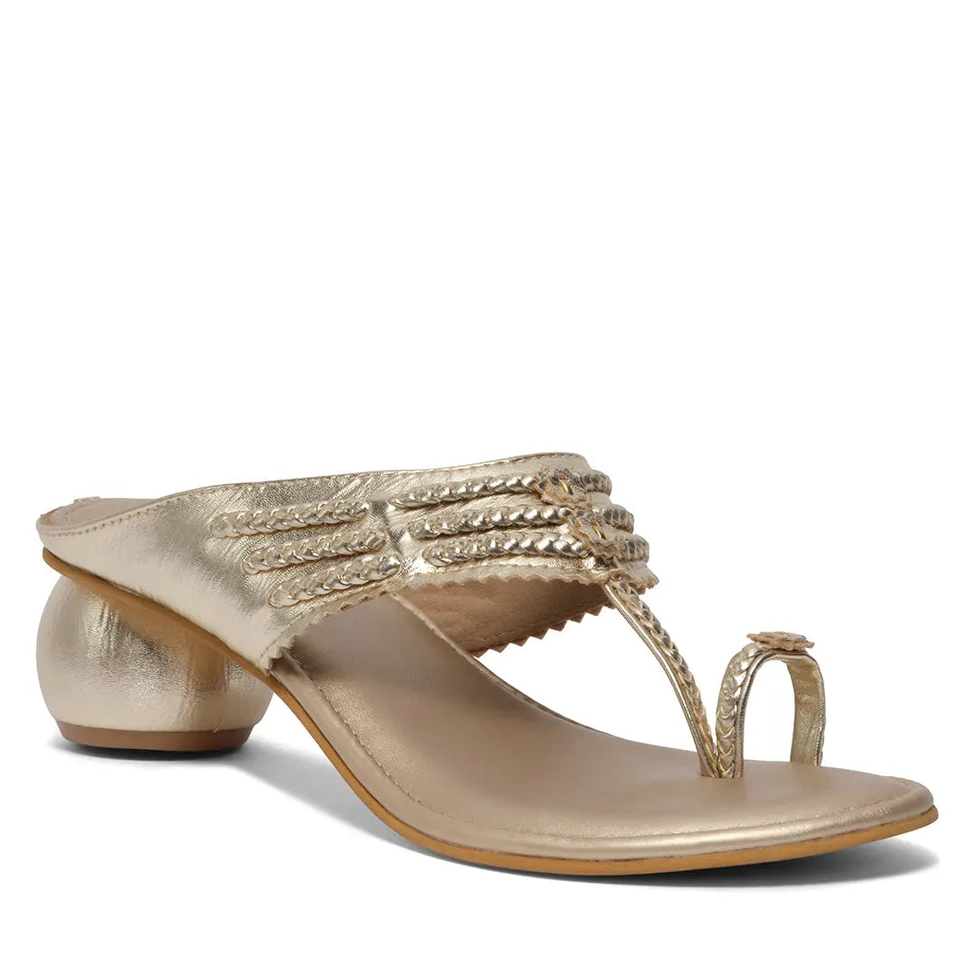 Avya Metallic Kolhapuri Heels Akil Eridani