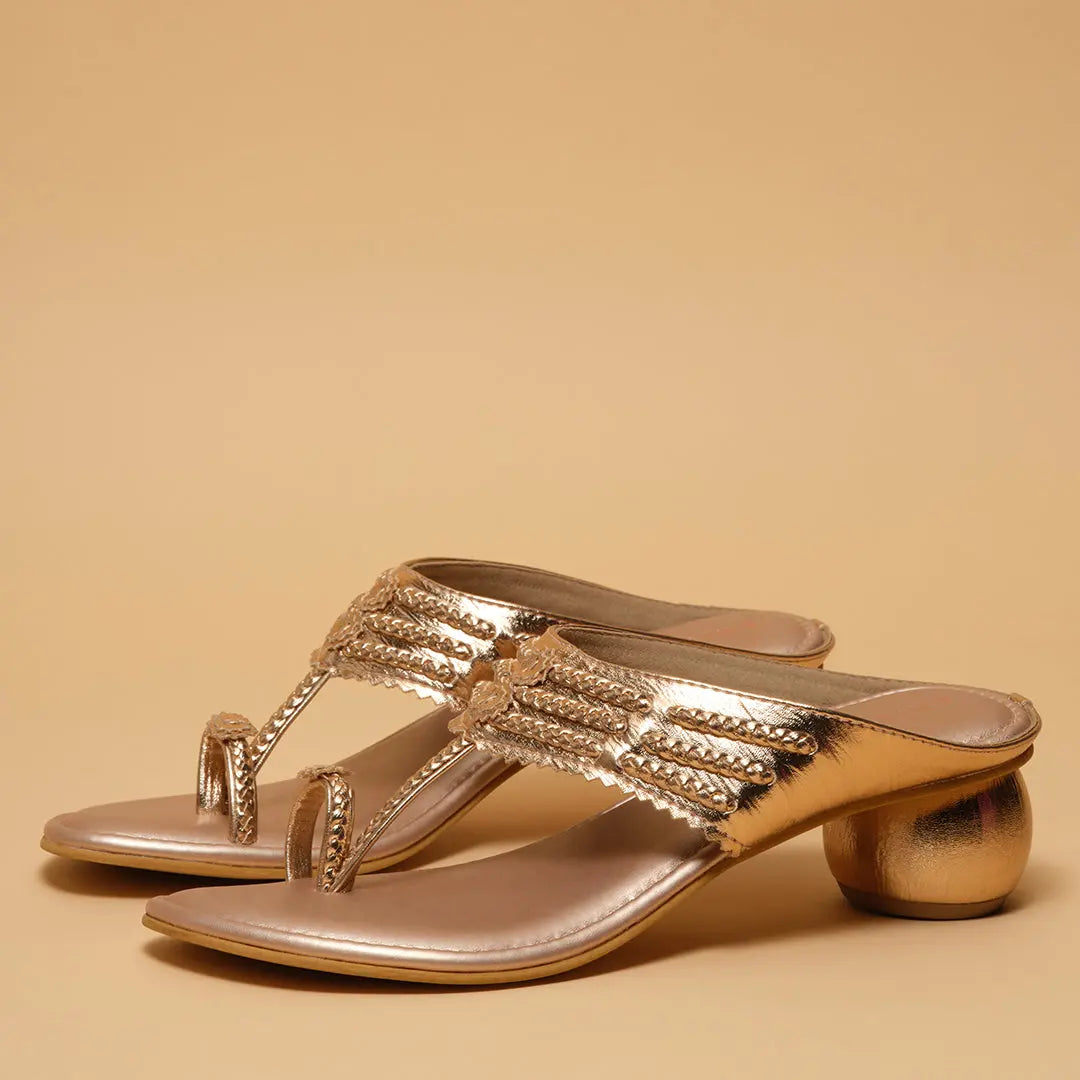 Avya Metallic Kolhapuri Heels Akil Eridani