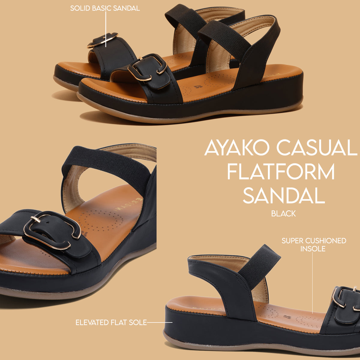 Ayako Casual Flatform Sandal Sara Shoes Eridani