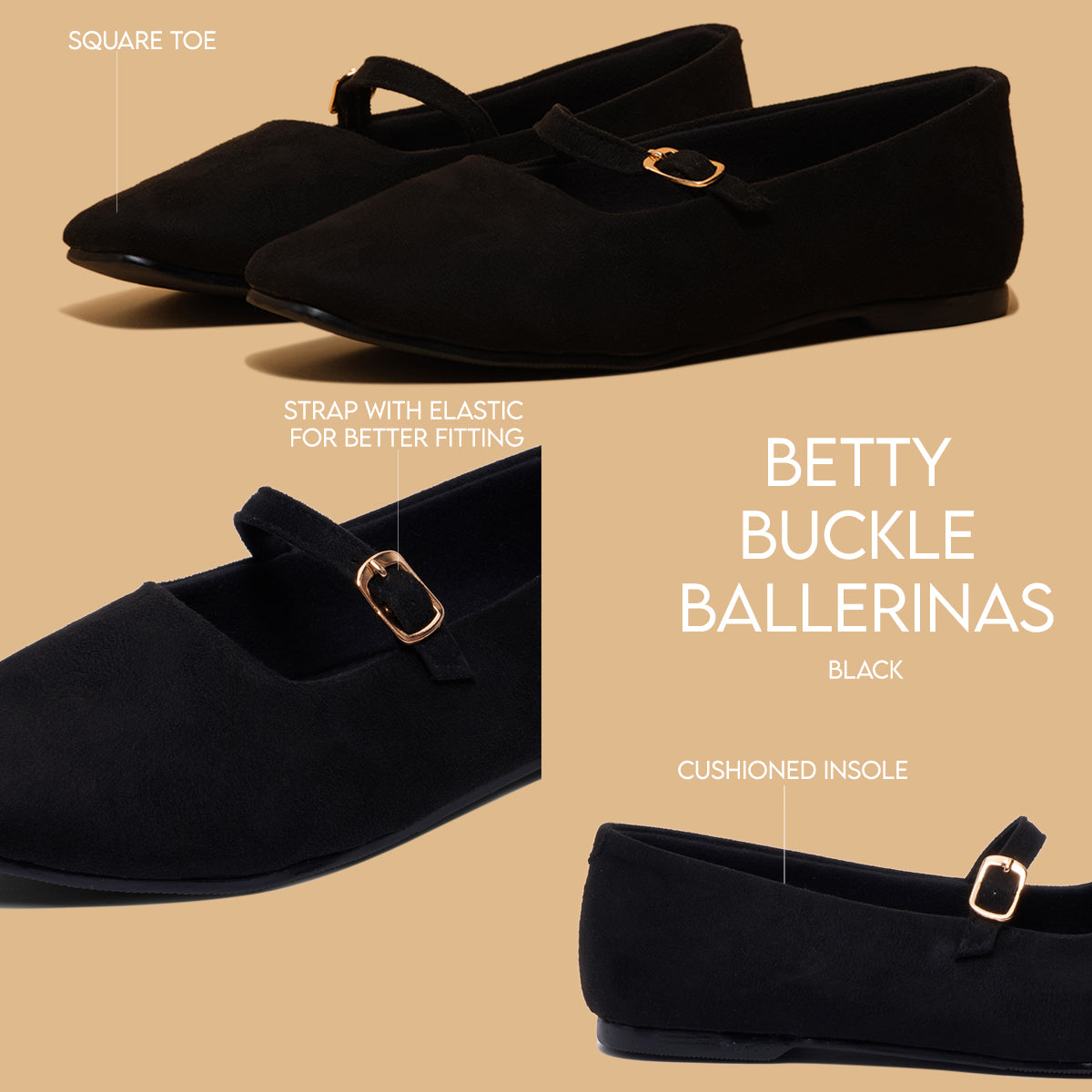 Betty Buckle Ballerinas Status Shoes Eridani