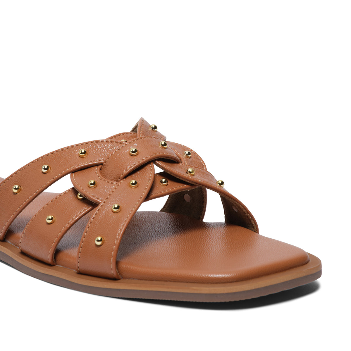Caily Criss-Cross Studded Flats