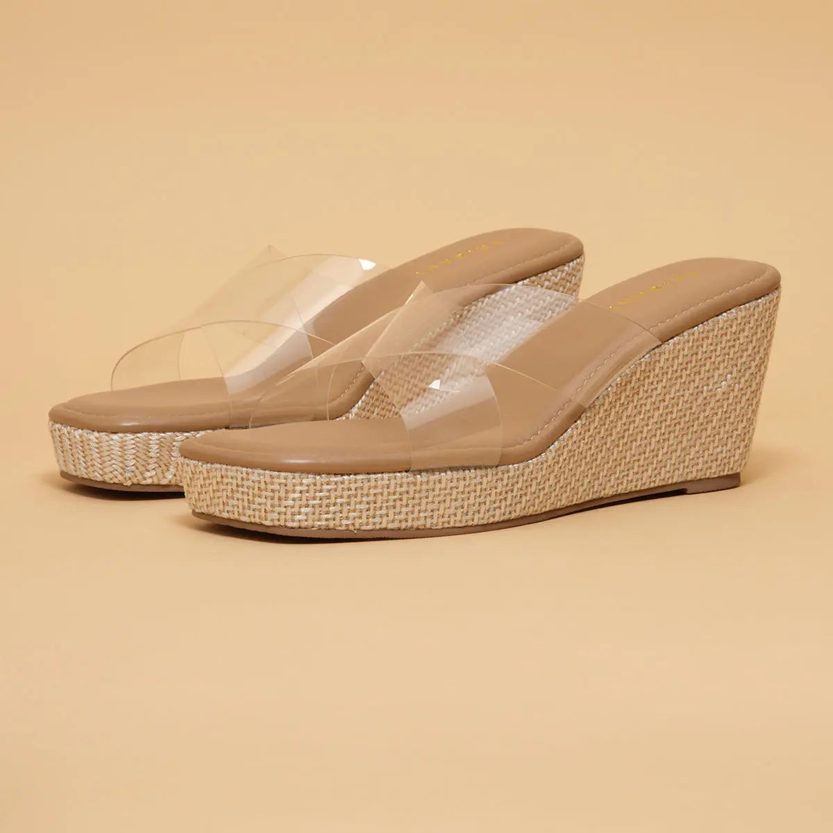 Casey Criss-Cross Transparent Wedge Sandals Ahmad Arts