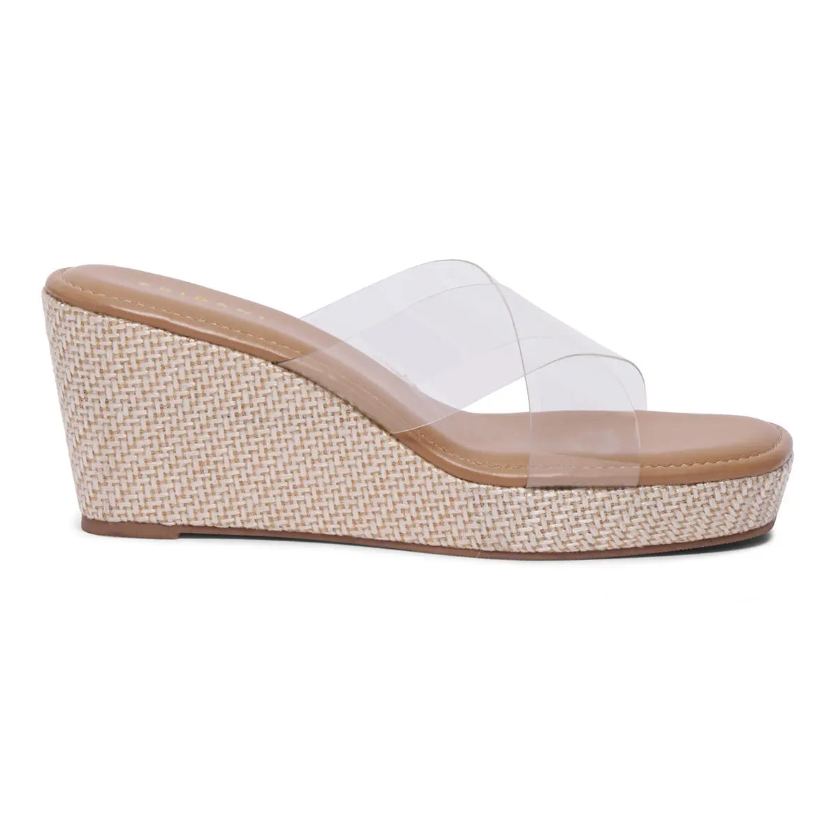 Casey Criss-Cross Transparent Wedge Sandals Ahmad Arts