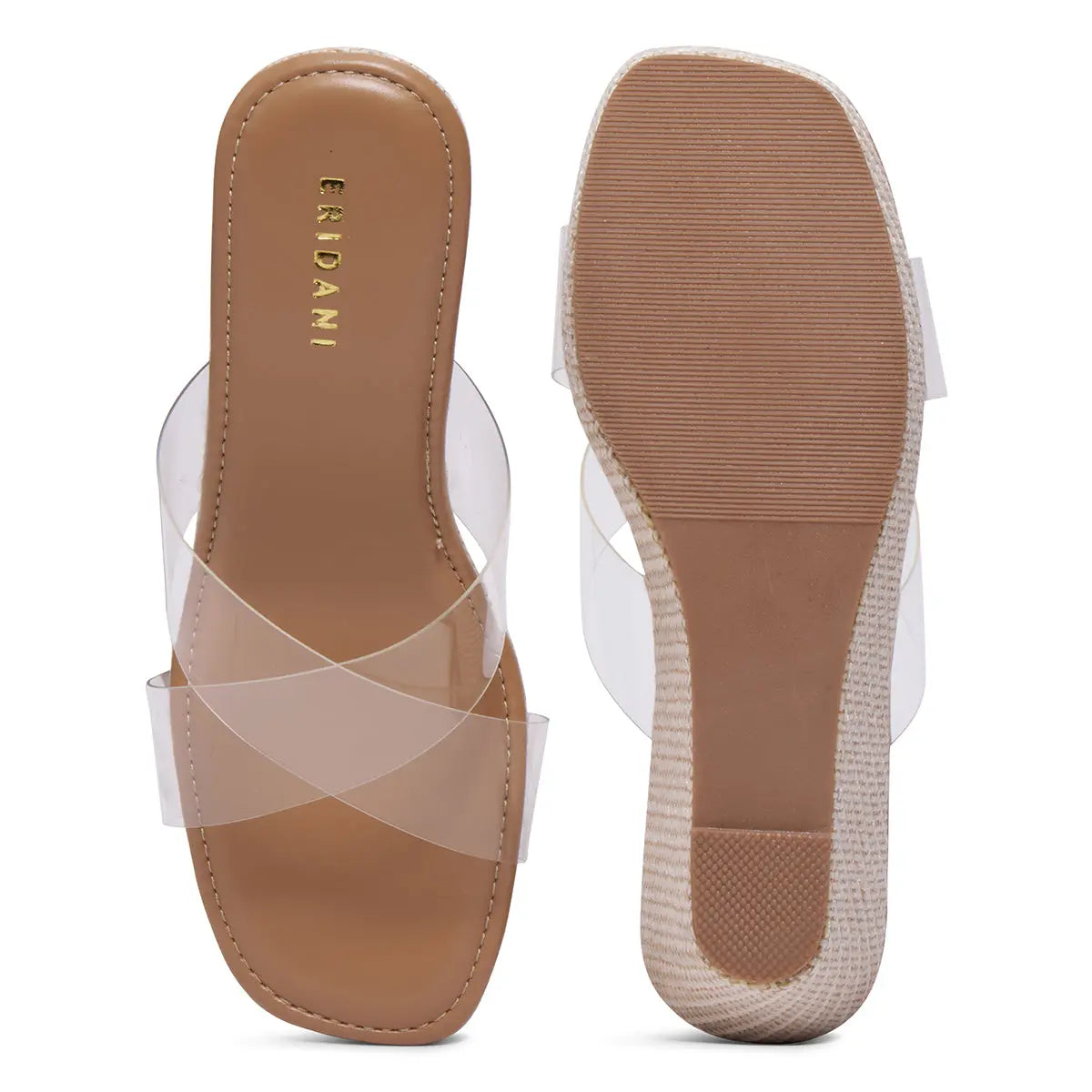 Casey Criss-Cross Transparent Wedge Sandals Ahmad Arts