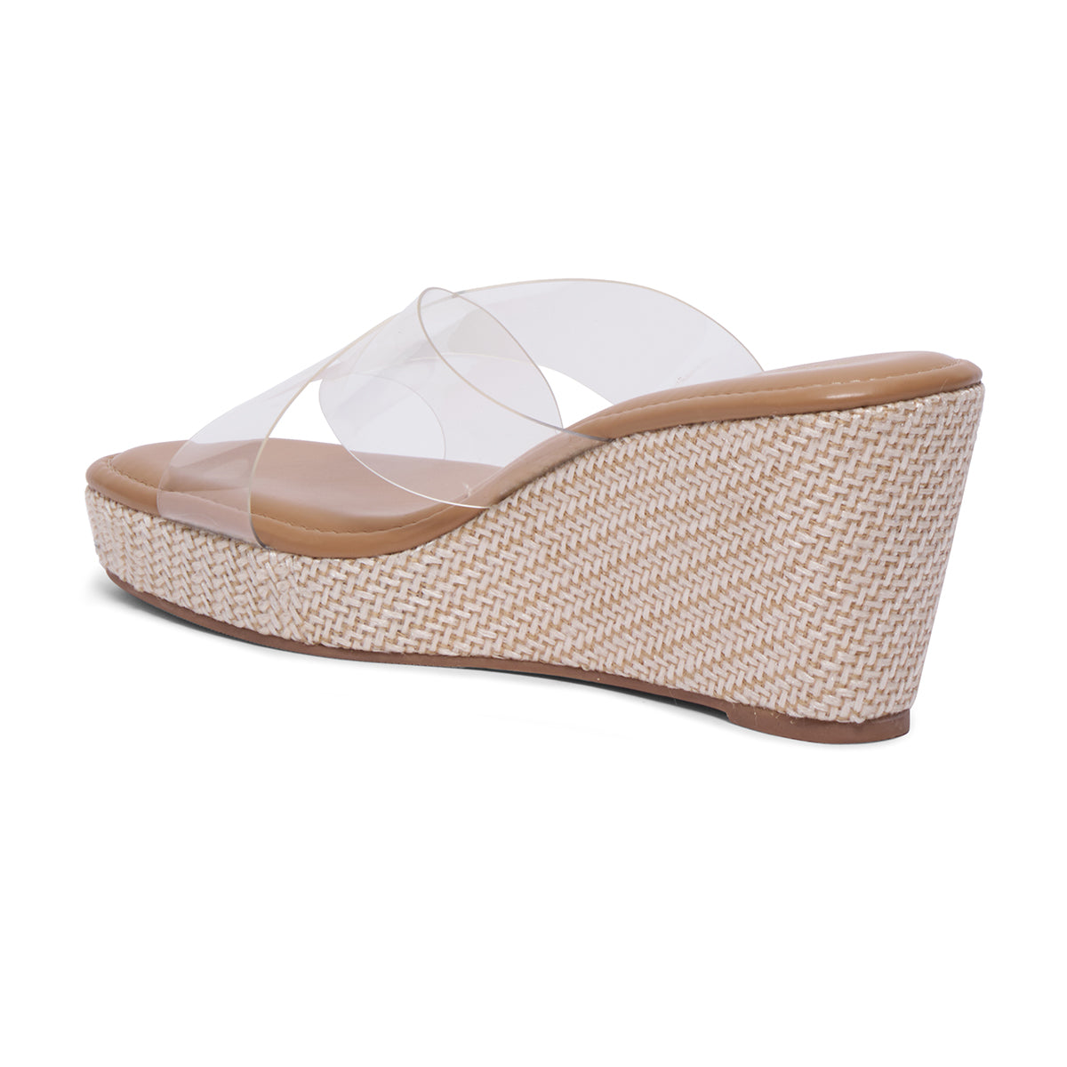 Casey Criss-Cross Transparent Wedge Sandals