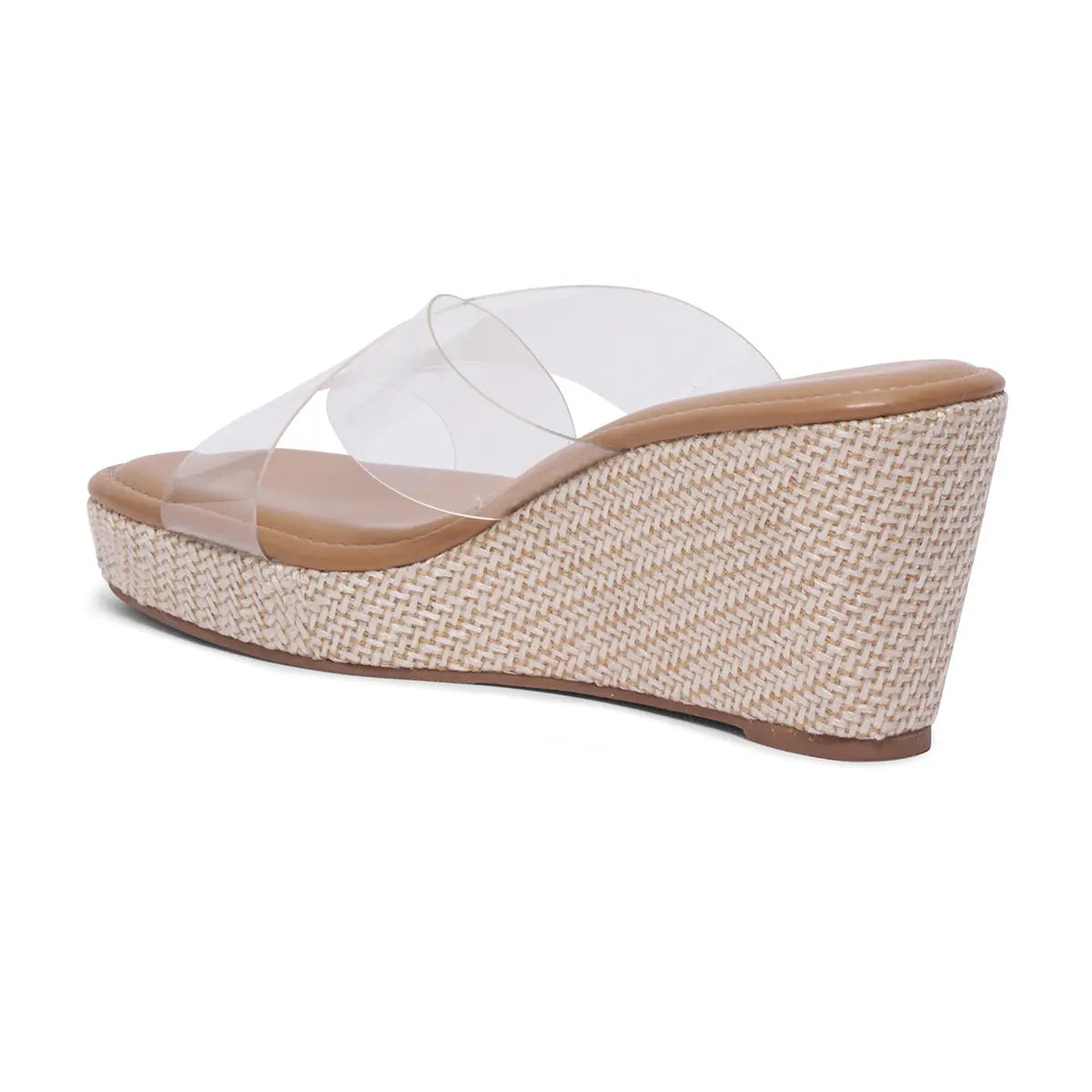 Casey Criss-Cross Transparent Wedge Sandals Ahmad Arts