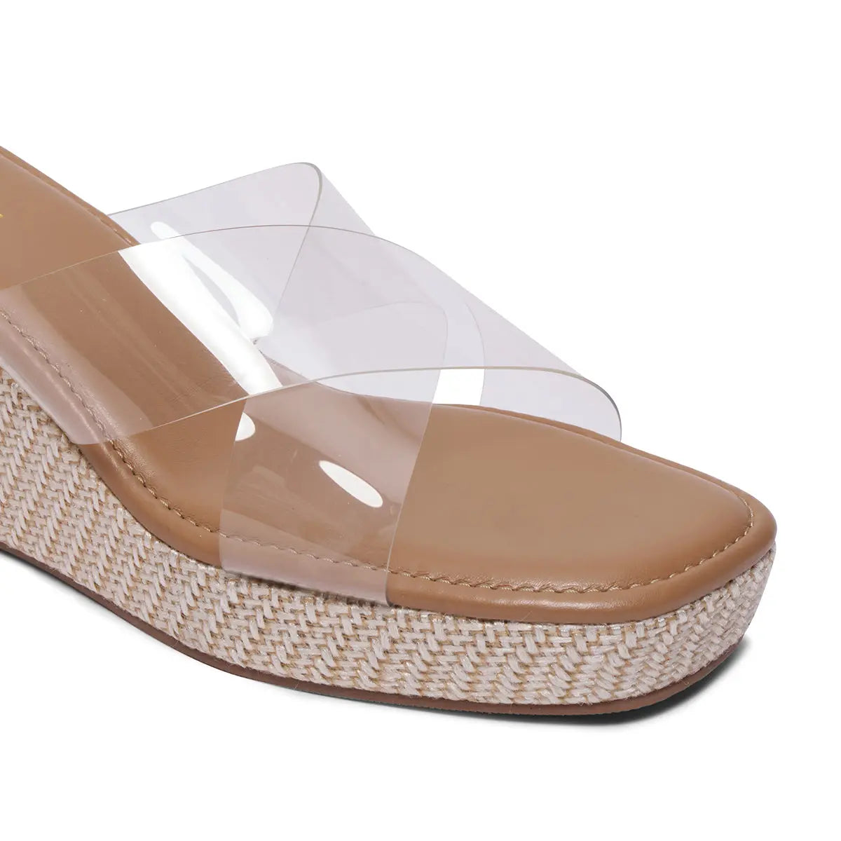 Casey Criss-Cross Transparent Wedge Sandals Ahmad Arts