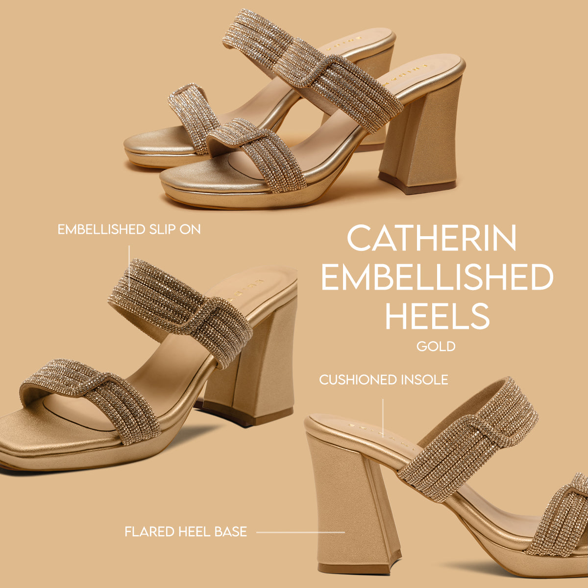 Catherin Embellished Heels National Shoes Eridani