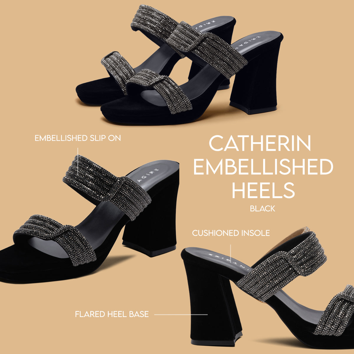 Catherin Embellished Heels National Shoes Eridani