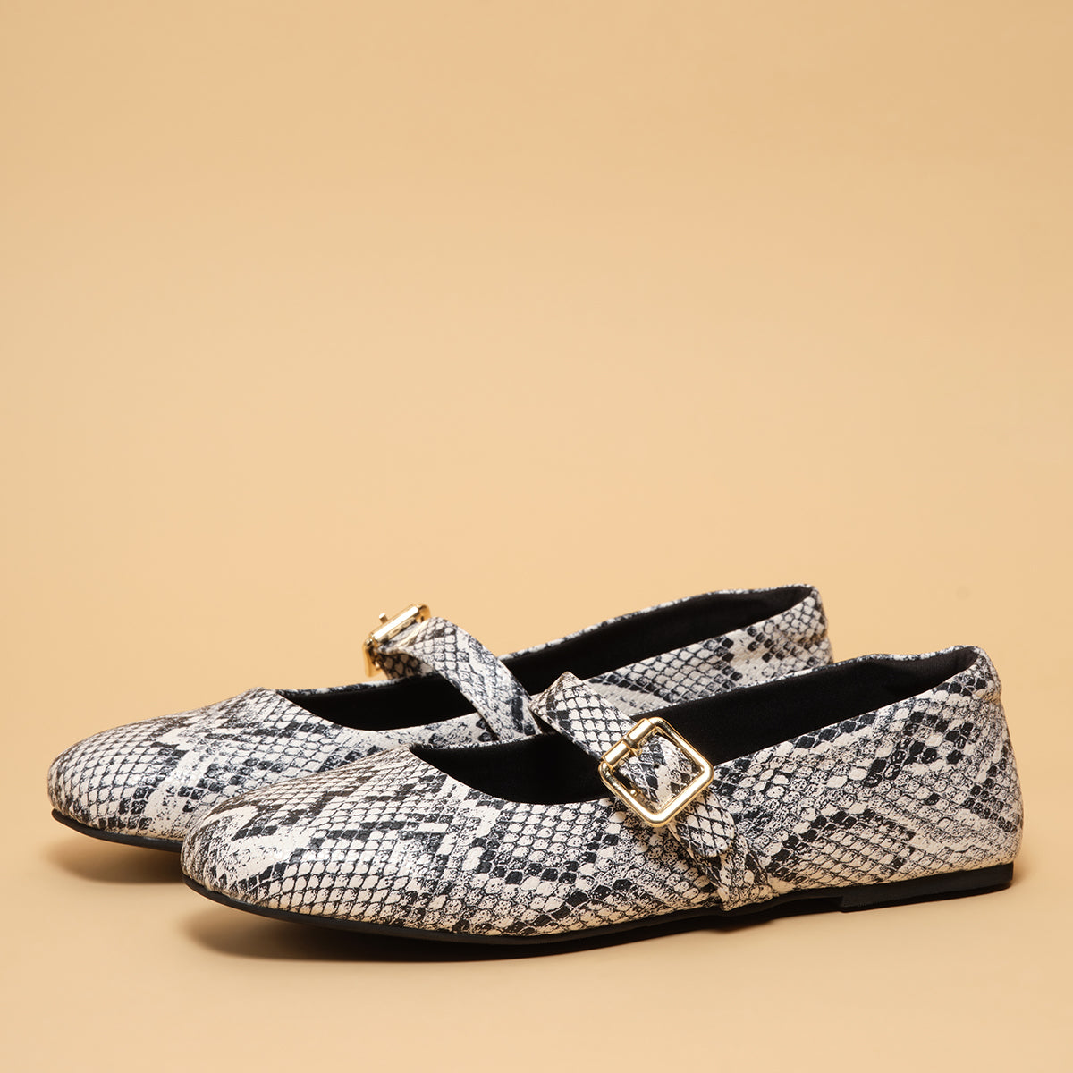Dion Snake Print Ballerinas