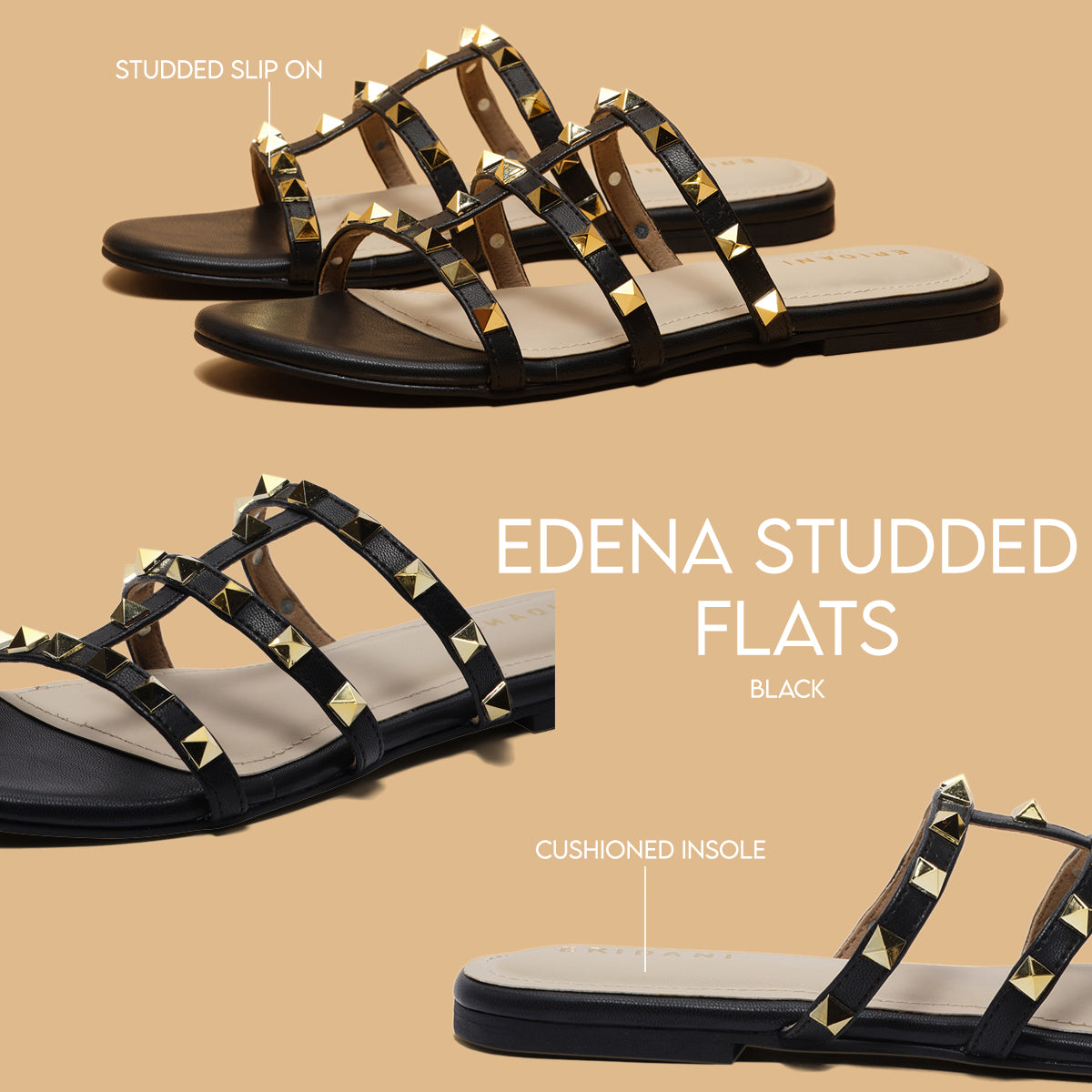 Edena Studded Flats New Model Footwear Eridani