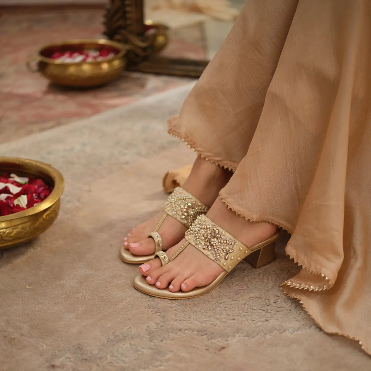 Elka Embroidered Heels Mahek Footwear