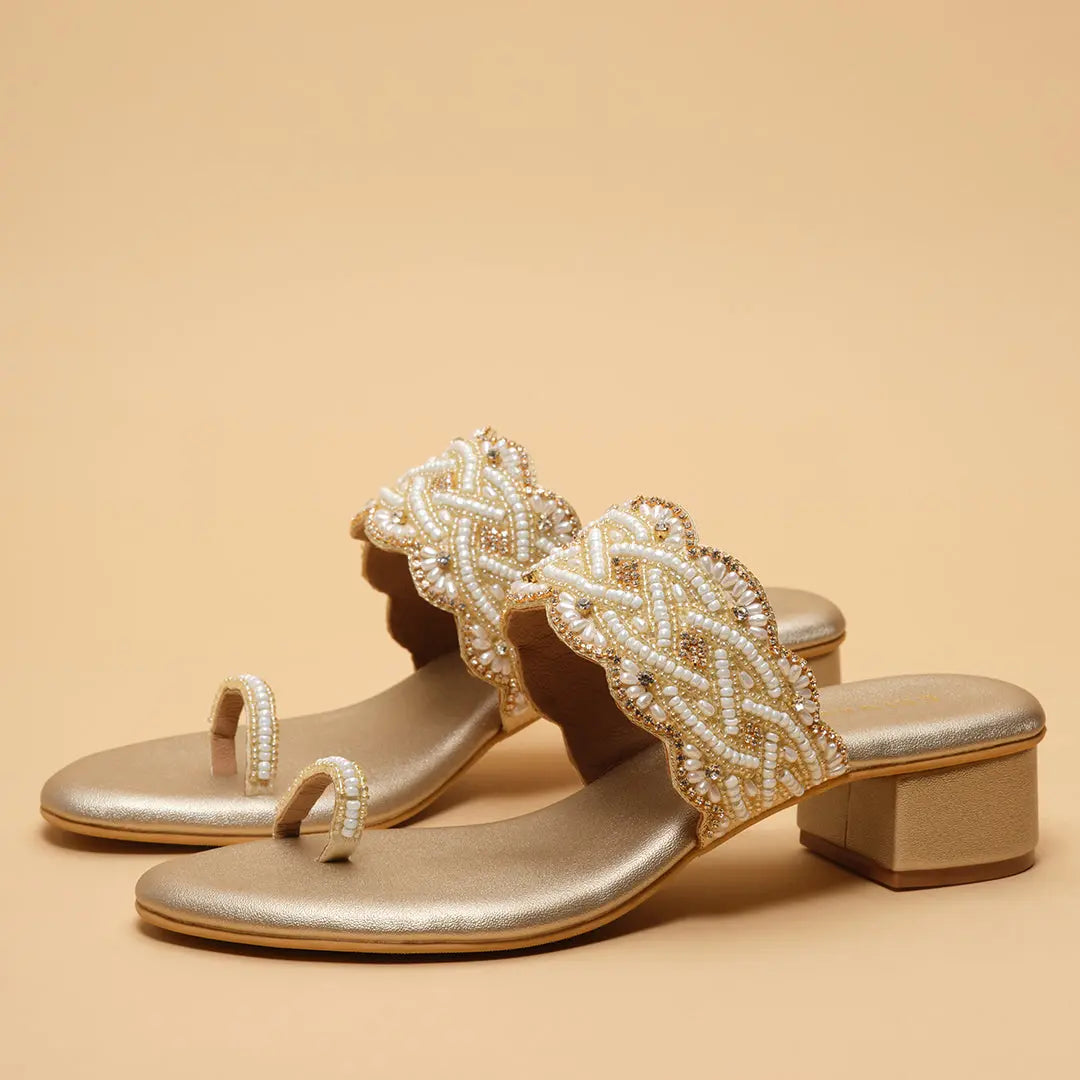 Elvya Embroidered Heels Macro Footwear