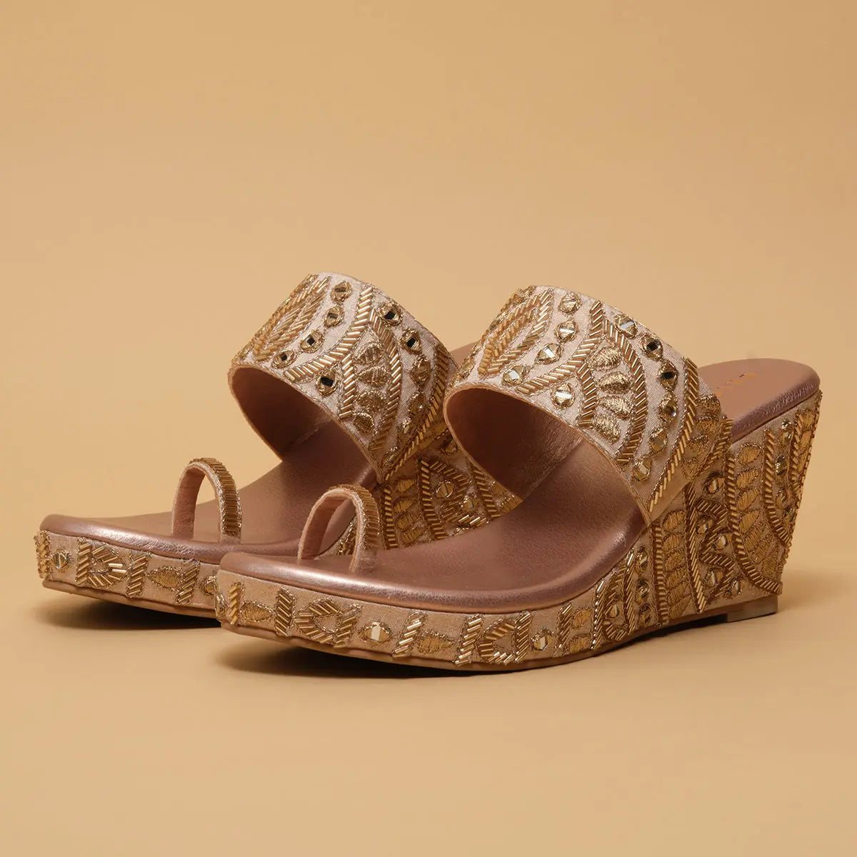 Ena Embroidered Wedges Diamond Footwear