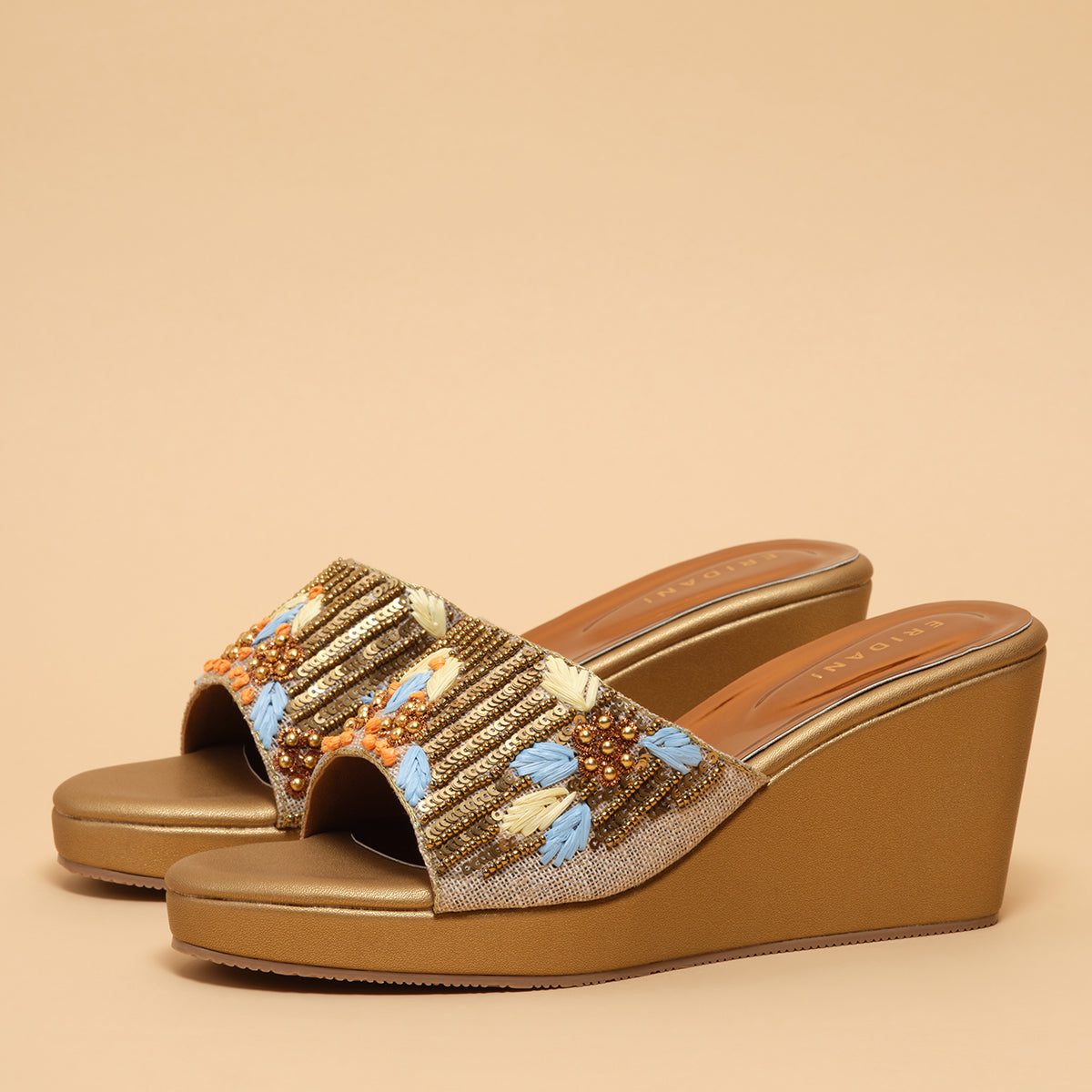 Eshaana Embroidered Strap Wedges