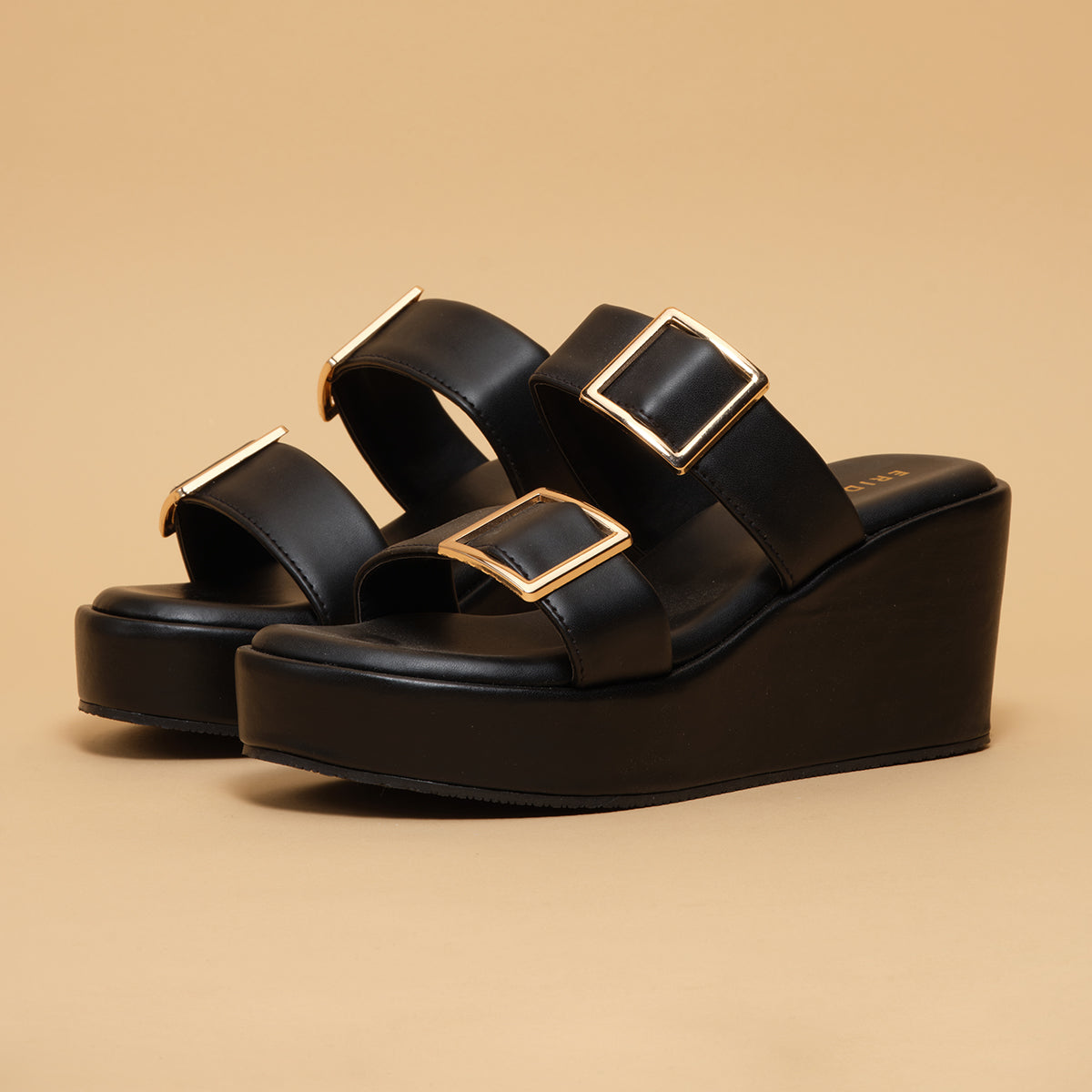 Jenaa Buckle Wedge Sandals - Main Image