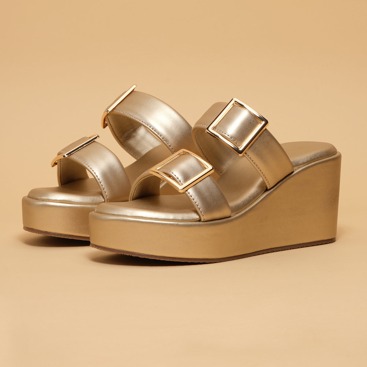 Jenaa Buckle Wedge Sandals