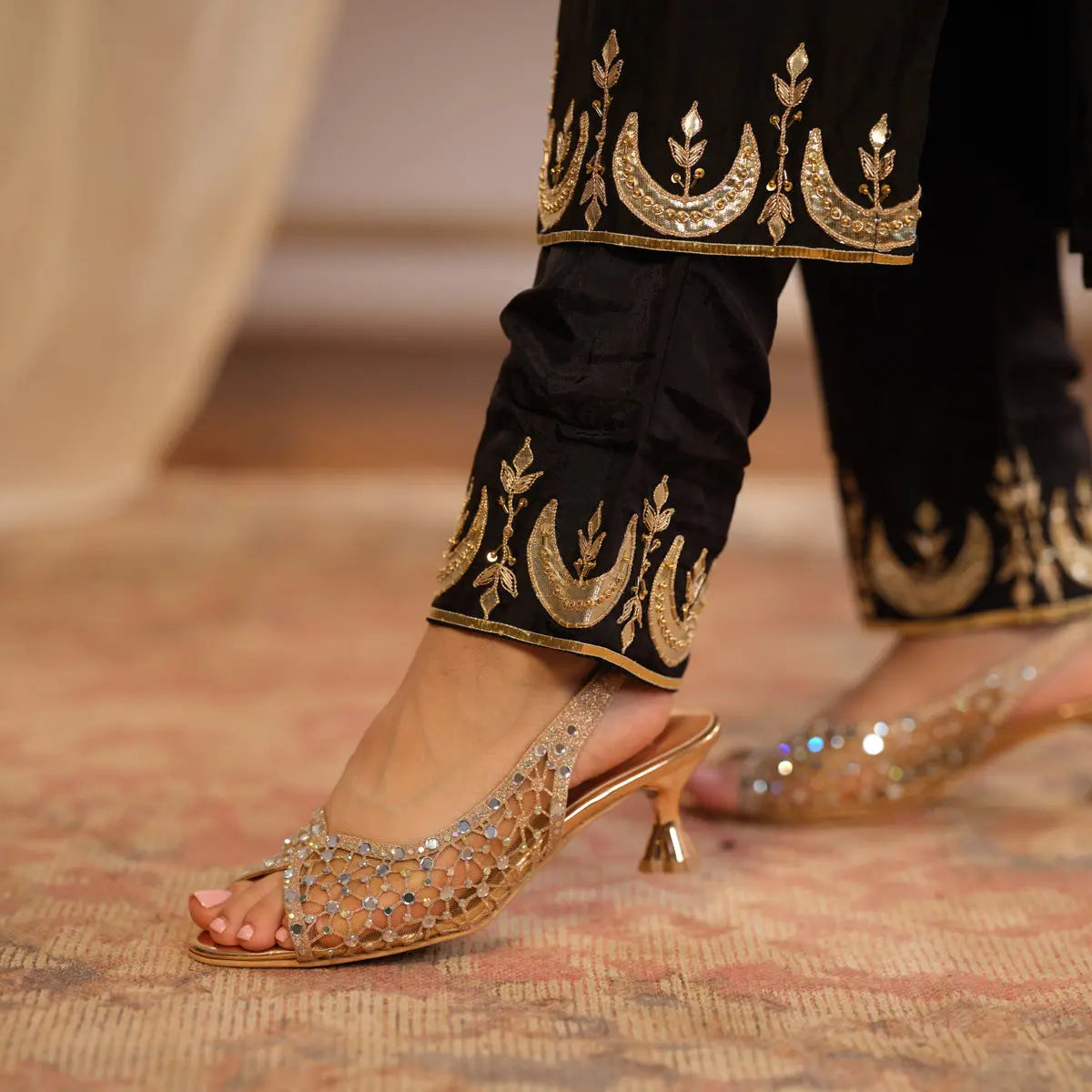 Kiara Embellished Slingback Heels Come