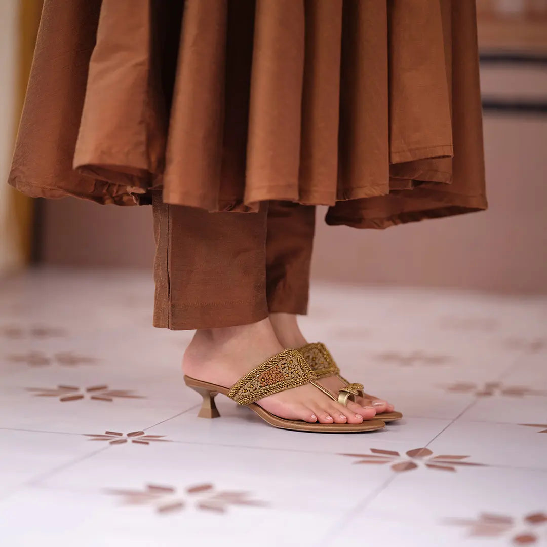 Leela Embroidered Kolhapuri Heels Mahek Footwear