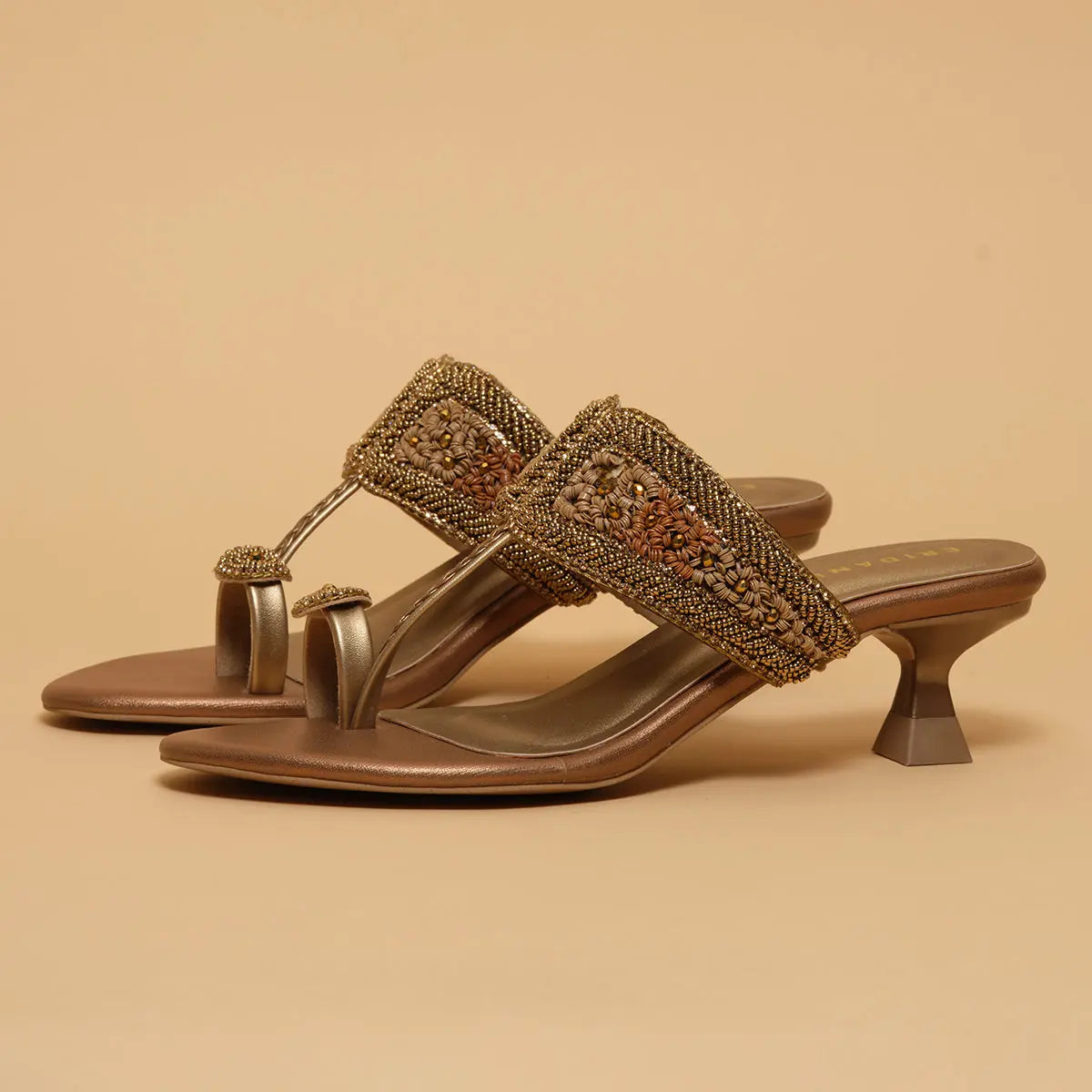 Leela Embroidered Kolhapuri Heels Mahek Footwear