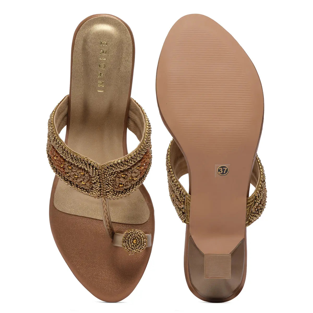 Leela Embroidered Kolhapuri Heels Mahek Footwear