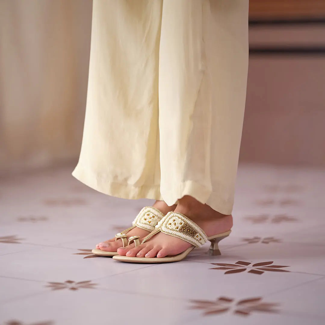 Leela Embroidered Kolhapuri Heels Mahek Footwear