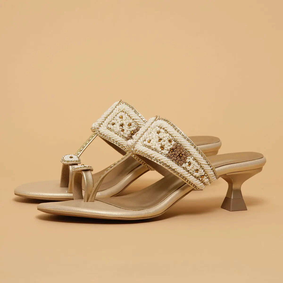 Leela Embroidered Kolhapuri Heels Mahek Footwear
