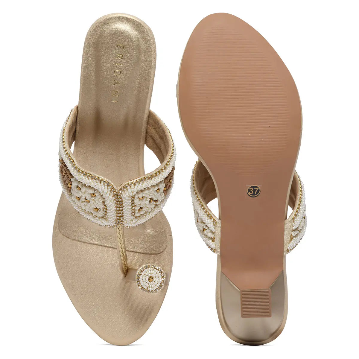 Leela Embroidered Kolhapuri Heels Mahek Footwear