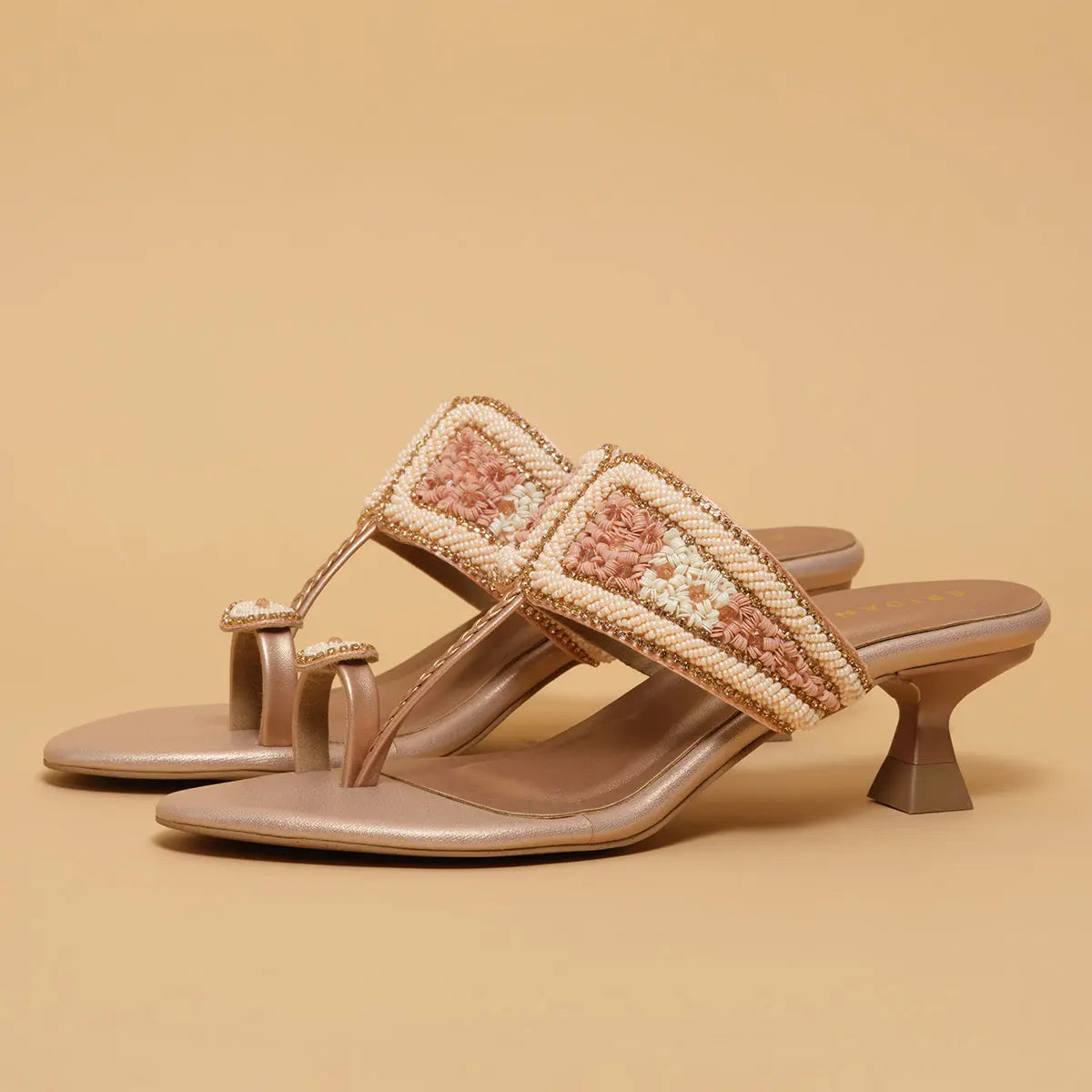 Leela Embroidered Kolhapuri Heels Mahek Footwear