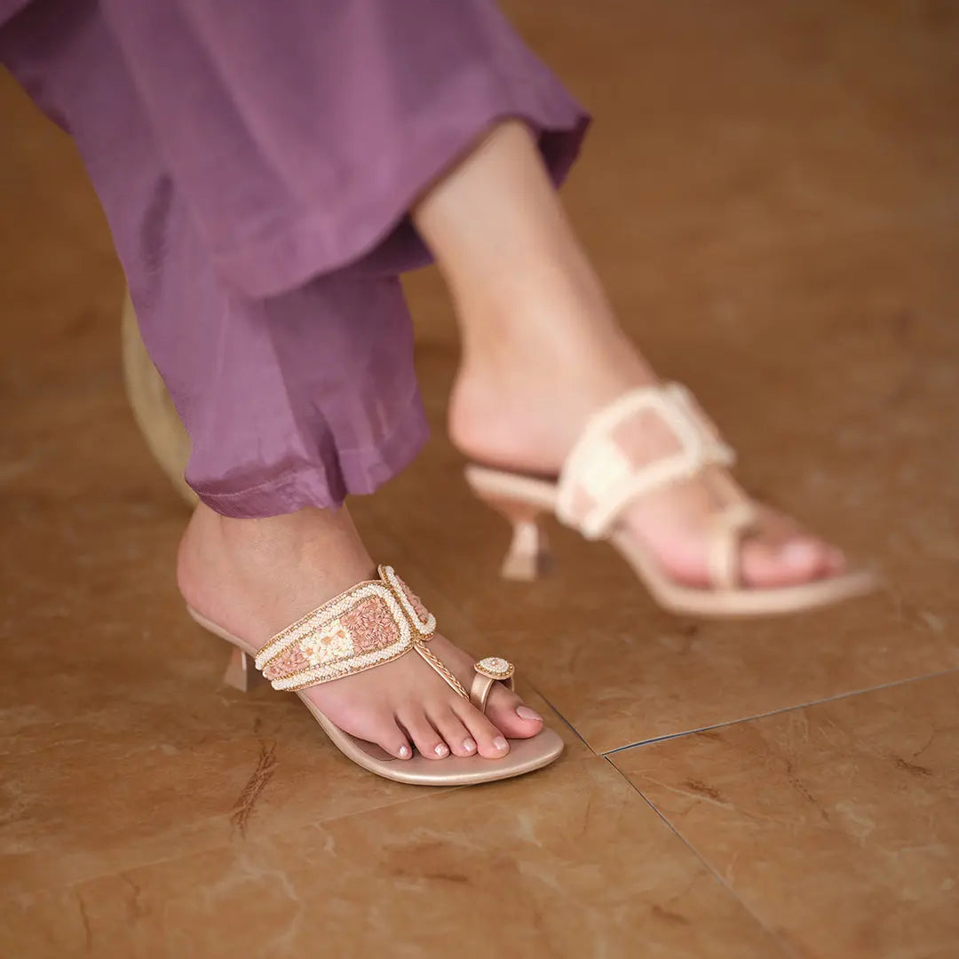 Leela Embroidered Kolhapuri Heels Mahek Footwear