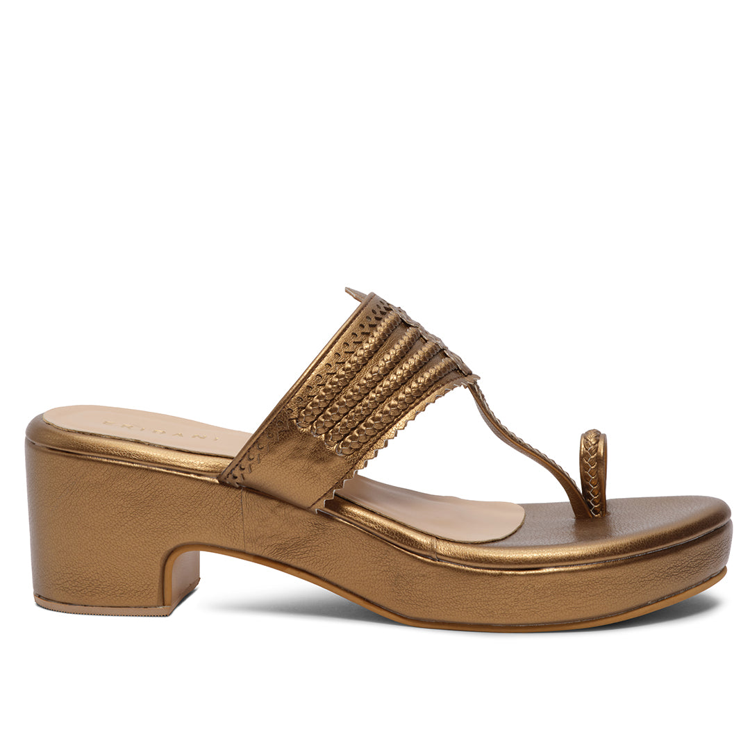 Leher Kolhapuri Wedges