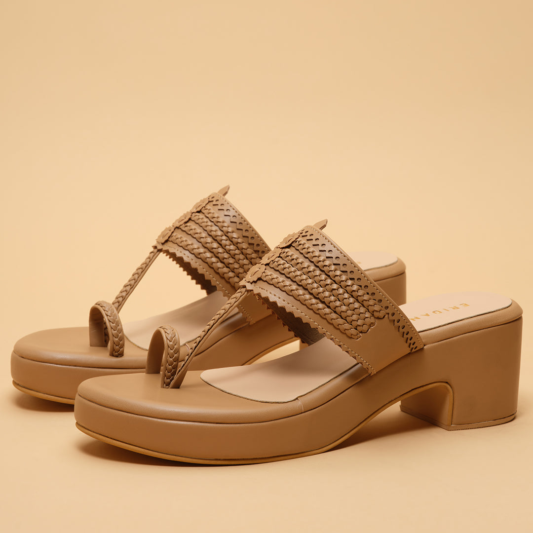 Leher Kolhapuri Wedges