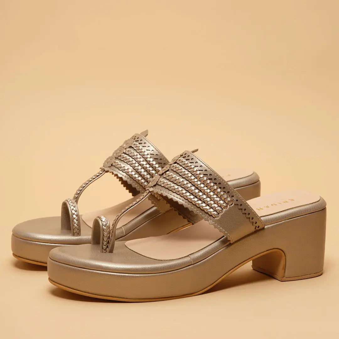 Leher Kolhapuri Wedges AF Shoe Co