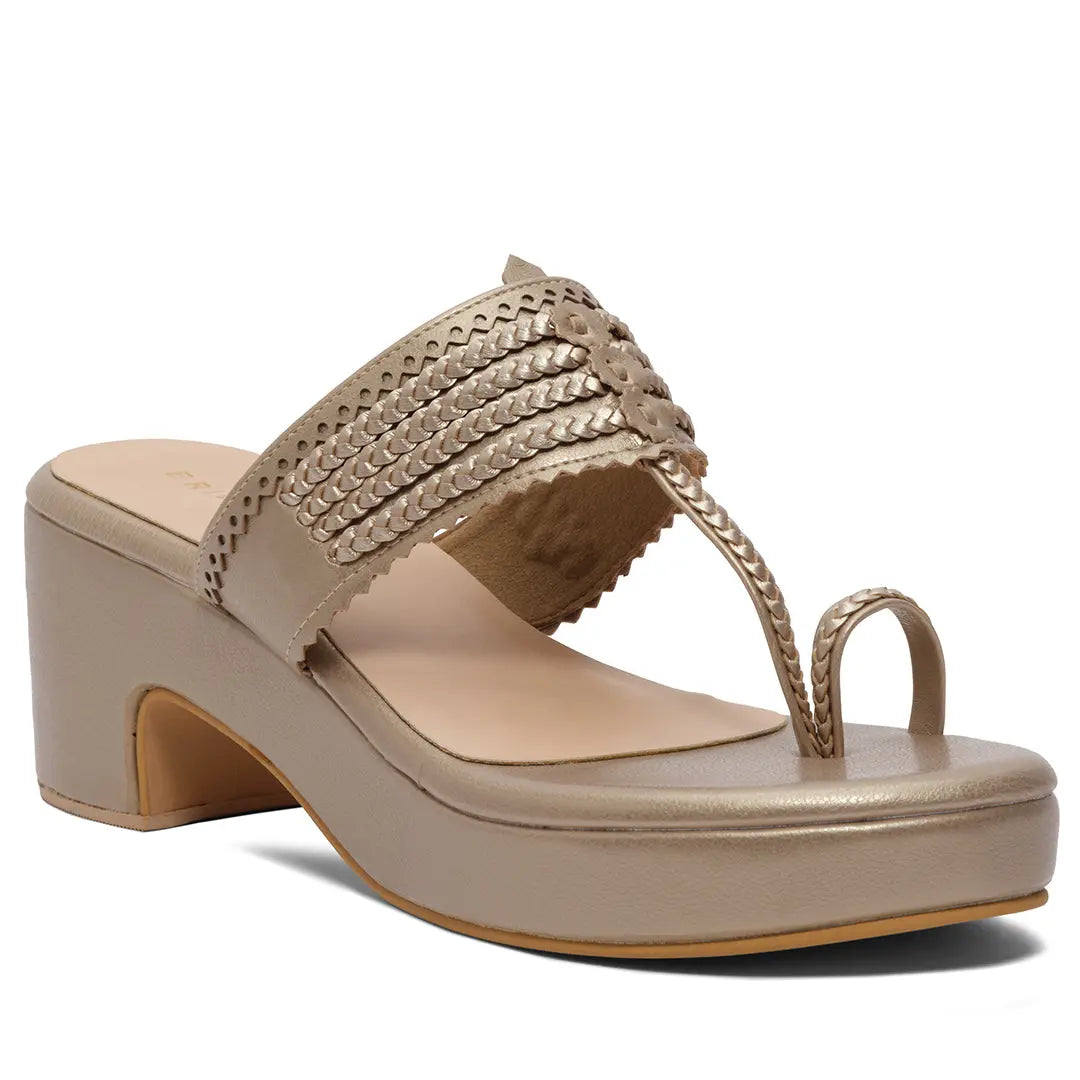 Leher Kolhapuri Wedges AF Shoe Co