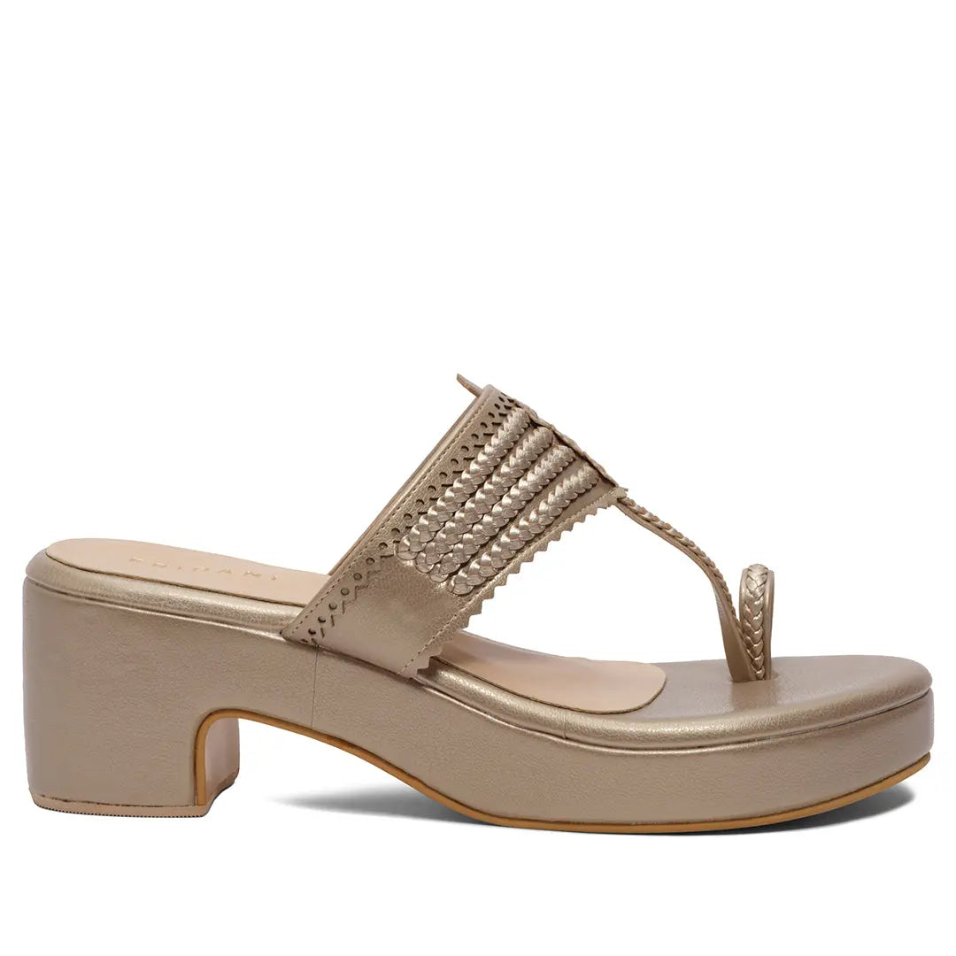 Leher Kolhapuri Wedges AF Shoe Co