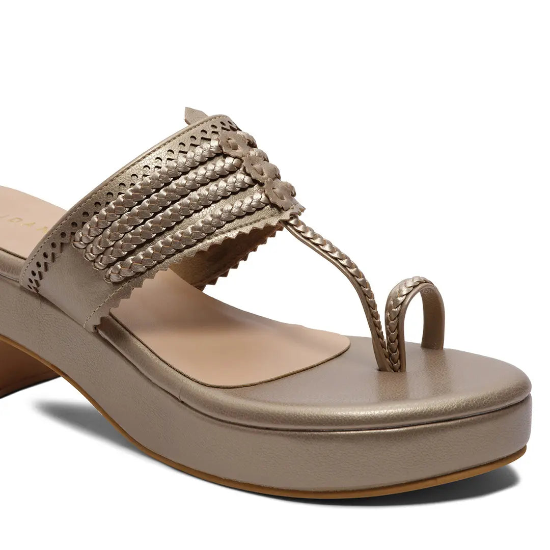 Leher Kolhapuri Wedges AF Shoe Co